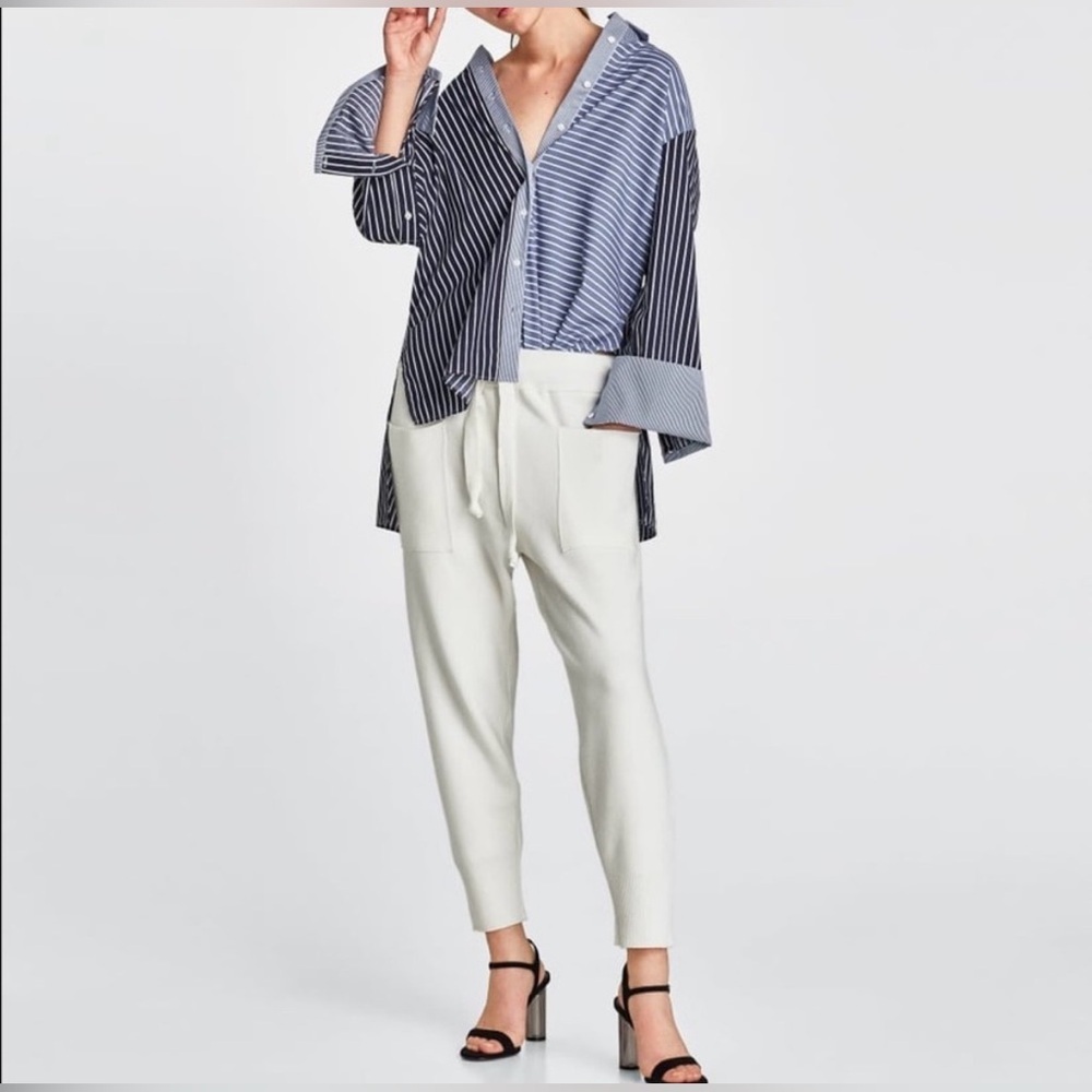 Zara White Knit Jogger‎ Sweatpants